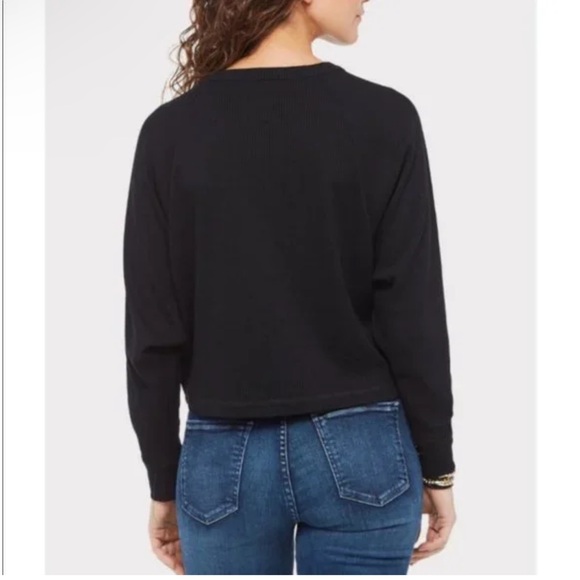 Chaser black waffle knit Henley dolman long sleeve top S - Picture 2 of 11